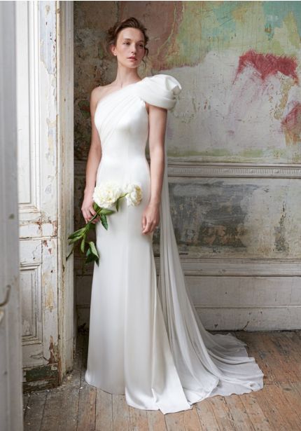 Draped Charmeuse Wedding Dress