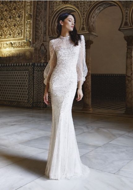 Embellished Long Sleeve Wedding Dress