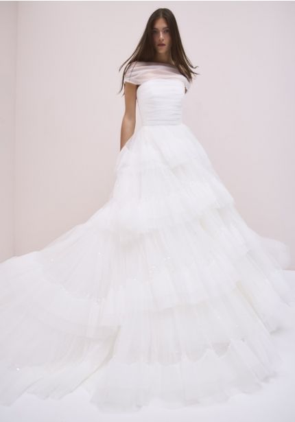 Ruched Ruffle Wedding Dress