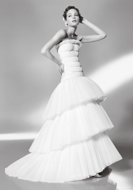 Strapless Tiered Princess Ball Gown