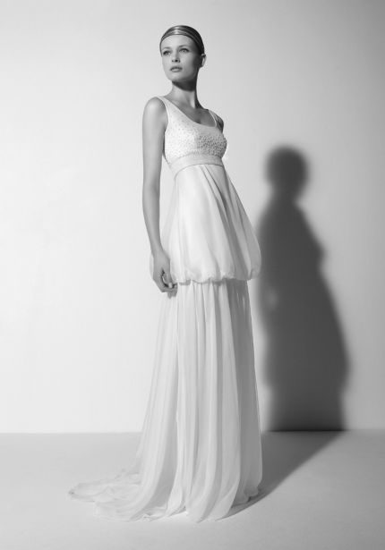 Chiffon Wedding Dress with Beaded Top