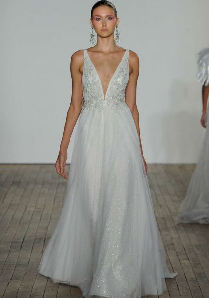 V-Neck A-Line Wedding Dress in Tulle