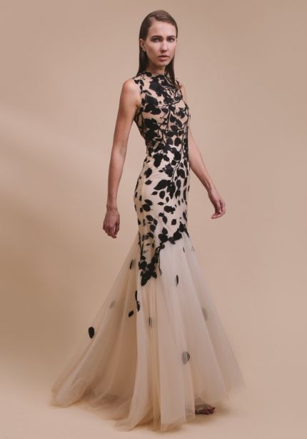 Embroidered Sheer-Effect Tulle Gown