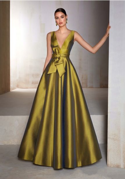 Illusion Back Satin Gown