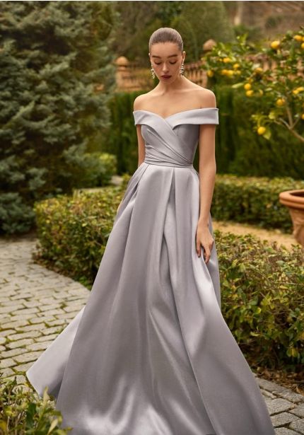 Pleated Satin Gown