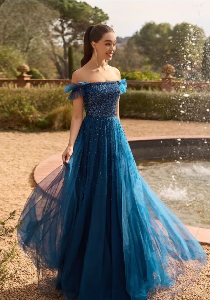 Embellished Tulle Gown