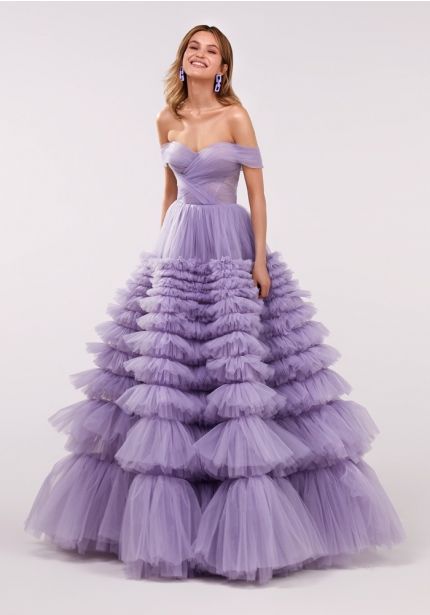 Draped Ruffle Gown