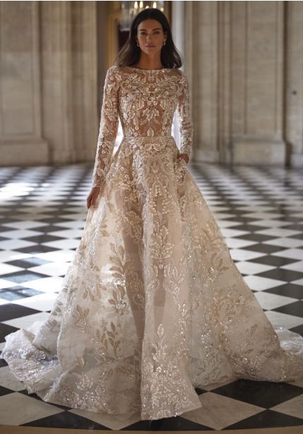 Beaded Long Sleeve Wedding Dress