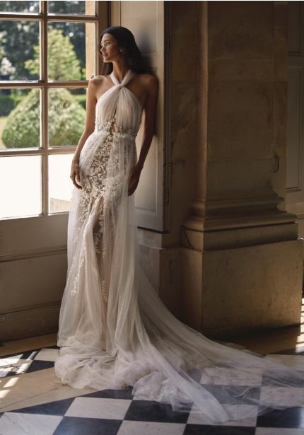 Draped Beaded Wedding Dress
