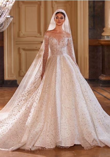 Beaded Long Sleeve Wedding Dress