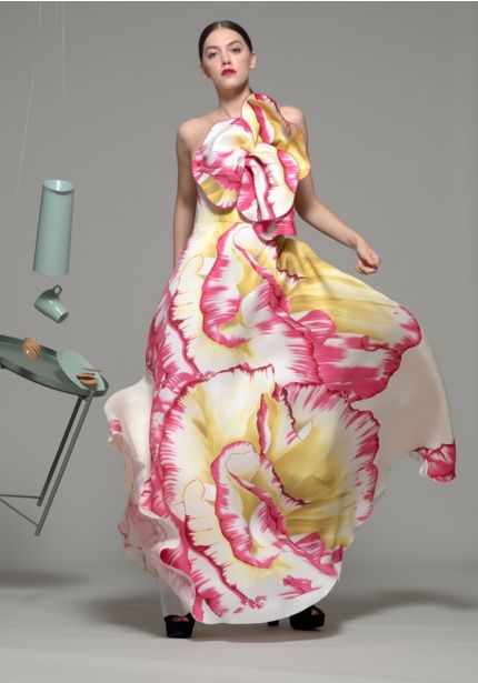 Floral Print Evening Gown