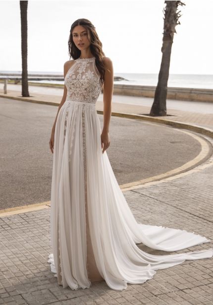 Embroidered Chiffon Wedding Dress