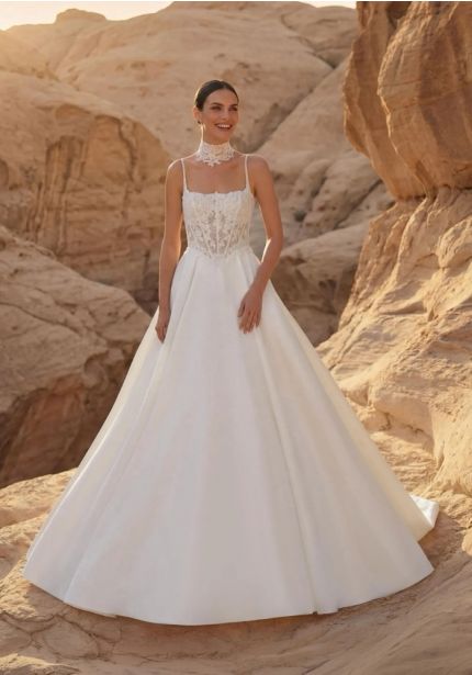 Embroidered Mikado Wedding Dress