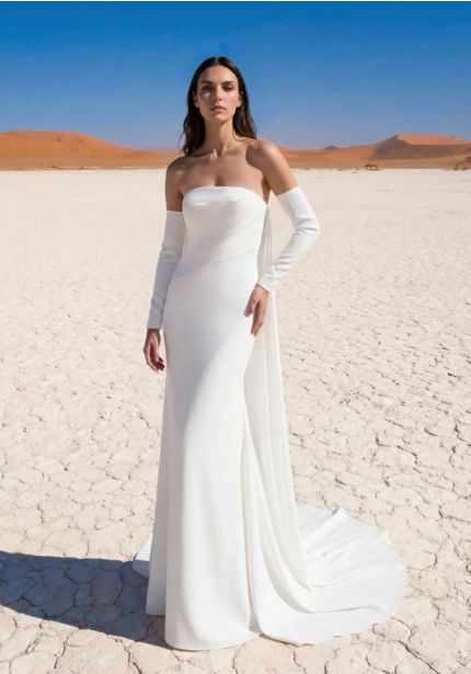 Strapless Crepe Wedding Dress