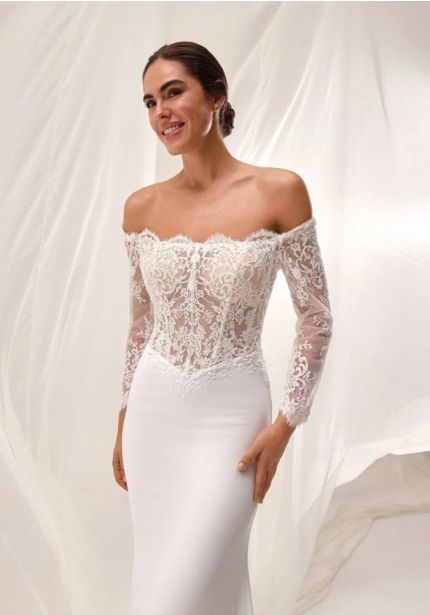 Embroidered Crepe Wedding Dress