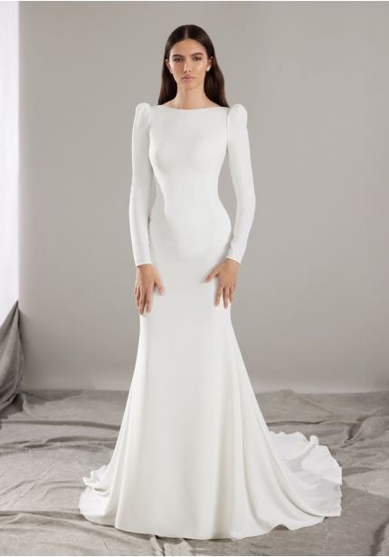Backless Crepe Wedding Dress