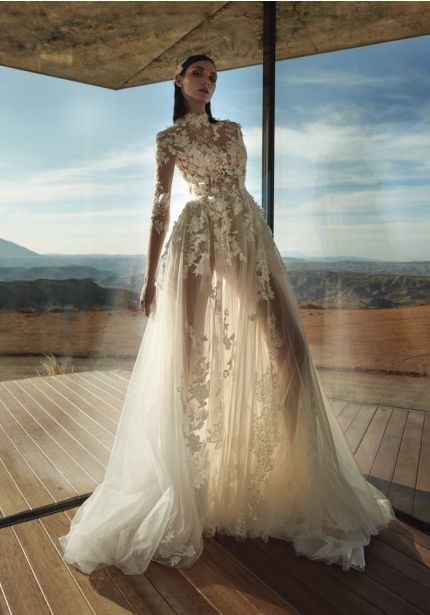 Embroidered Tattoo-Effect Wedding Dress