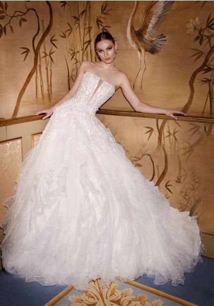 Beaded Ruffle Wedding Dress