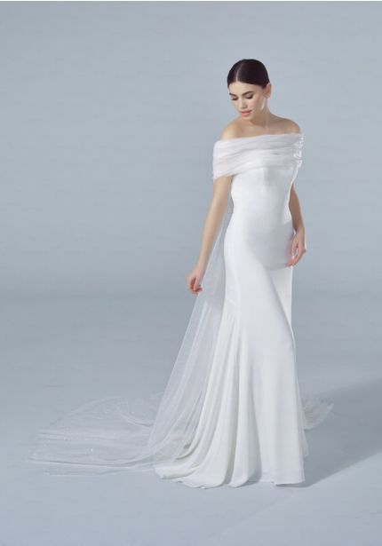 Draped Glitter Tulle Bridal Shawl