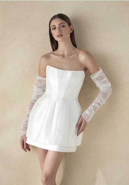 Strapless Satin Mini Dress
