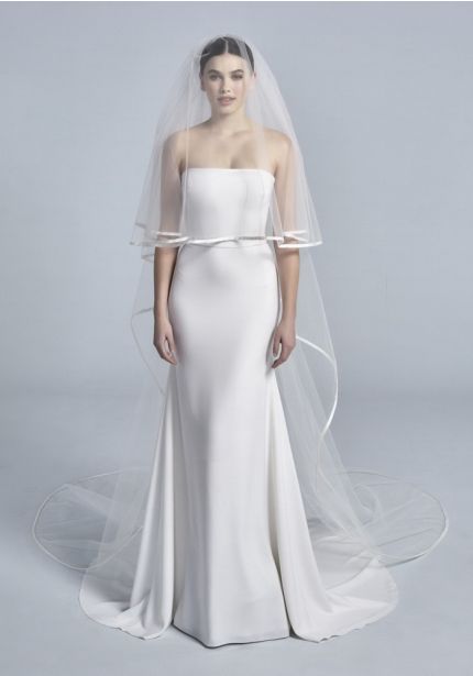 Satin Trim Wedding Veil