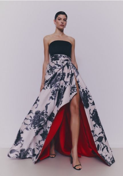 Draped Two-Tone Evening Gown
