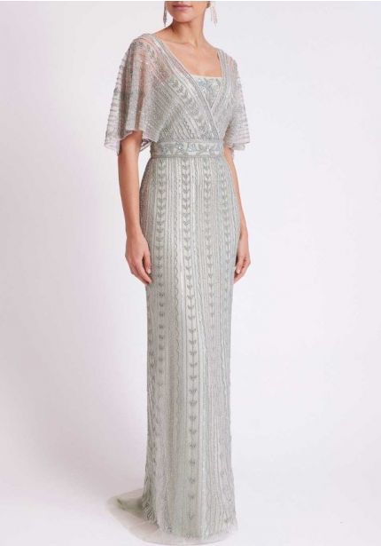 Beaded Tulle Evening Gown