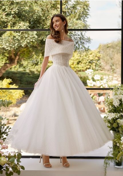 Embroidered Midi Wedding Dress