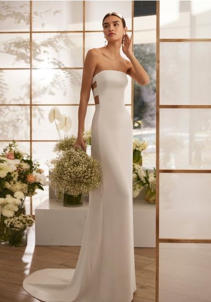 Cut-Out Crepe Wedding Dress