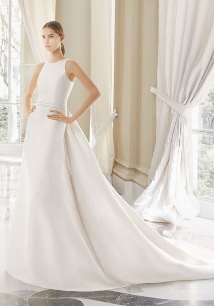 Brocade Wedding Dress with Keyhole Back
