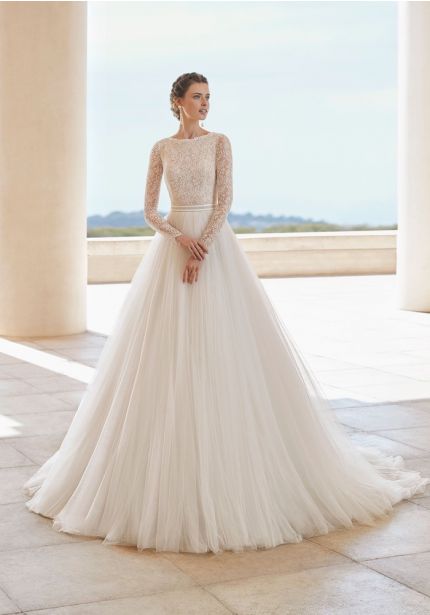 Lace Embroidered Long Sleeves Ball Gown