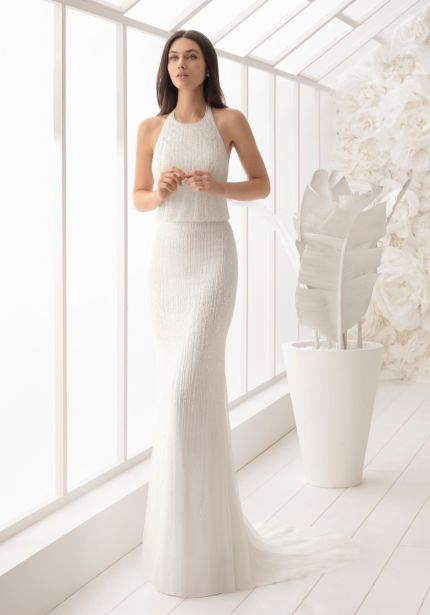 Beaded Wedding Dress with Plunging Back