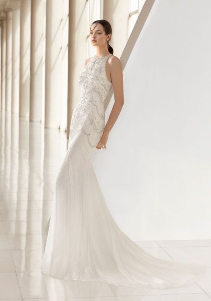 Beaded Wedding Dress with Sheer Back