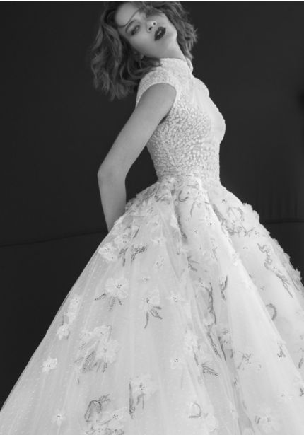 Heavily Beaded Floral Blossom Ball Gown