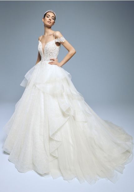 Beaded Ruffle Ball Gown