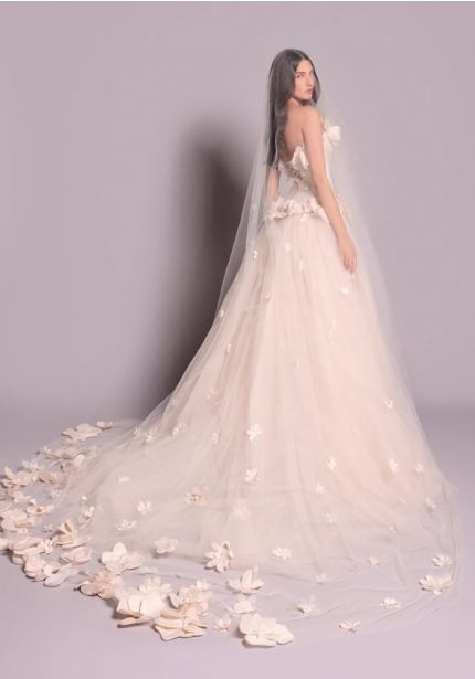 Floral Pink Wedding Veil