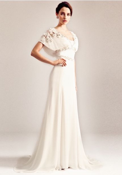 Floral Embellished Chiffon Wedding Dress