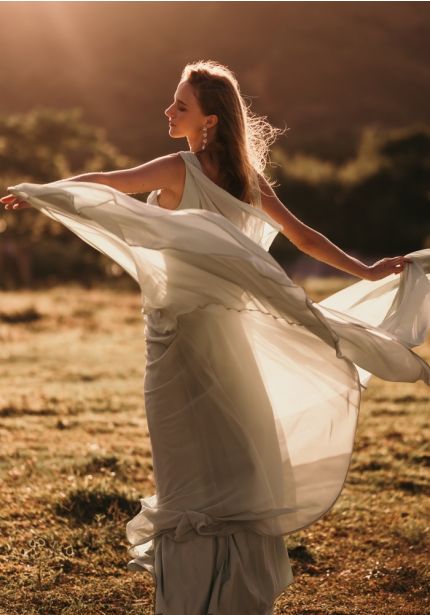 Draped Bridesmaid Dress With Open Back