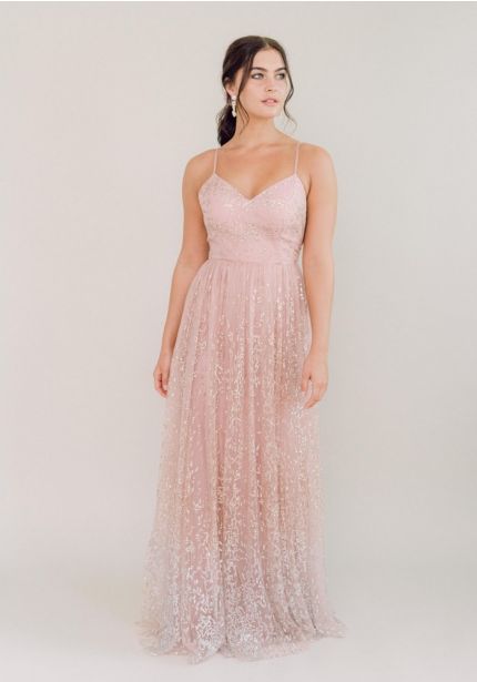 Beaded Ombre Effect Tulle Bridesmaid Dress
