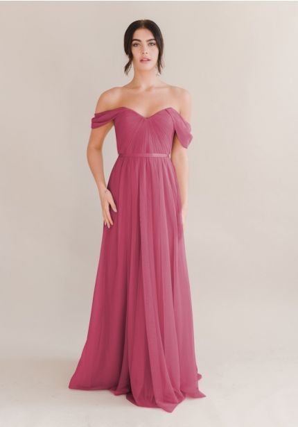 Draped Soft Tulle Bridesmaid Dress