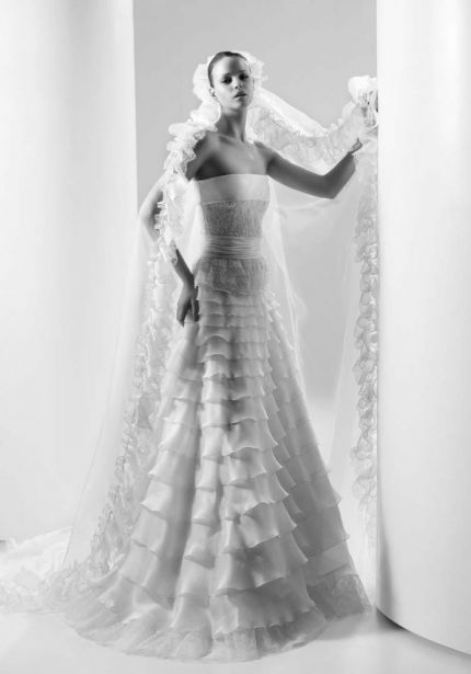 Beaded Organza Tiered Wedding Dress