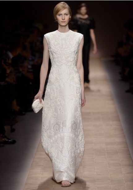 Embroidered Ivory Evening Dress