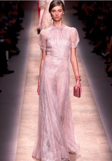 Embroidered Long Dress With Short Sleeves