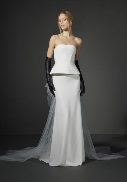 Strapless Peplum Wedding Dress