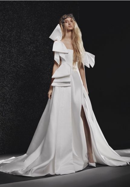 Satin Wedding Dress With High Slit