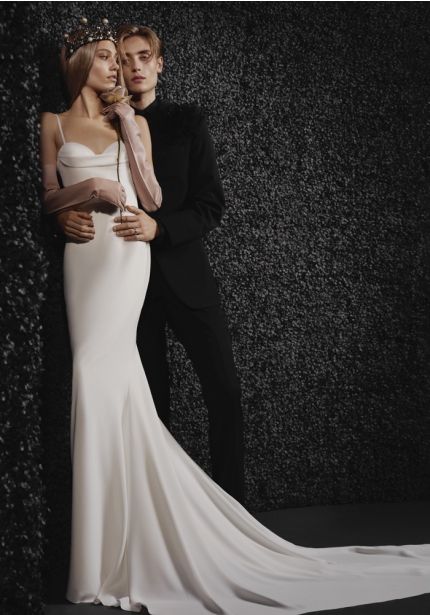 Spaghetti Strap Crepe Wedding Dress