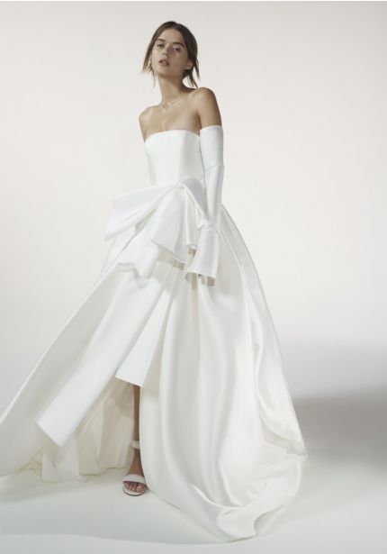 Draped Bow Mikado Wedding Dress