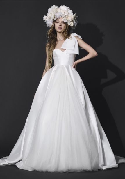 One-Shoulder Bow Mikado Wedding Dress