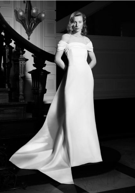 Draped Crepe Wedding Dress