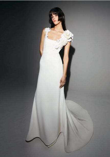 Backless Crepe Wedding Dress